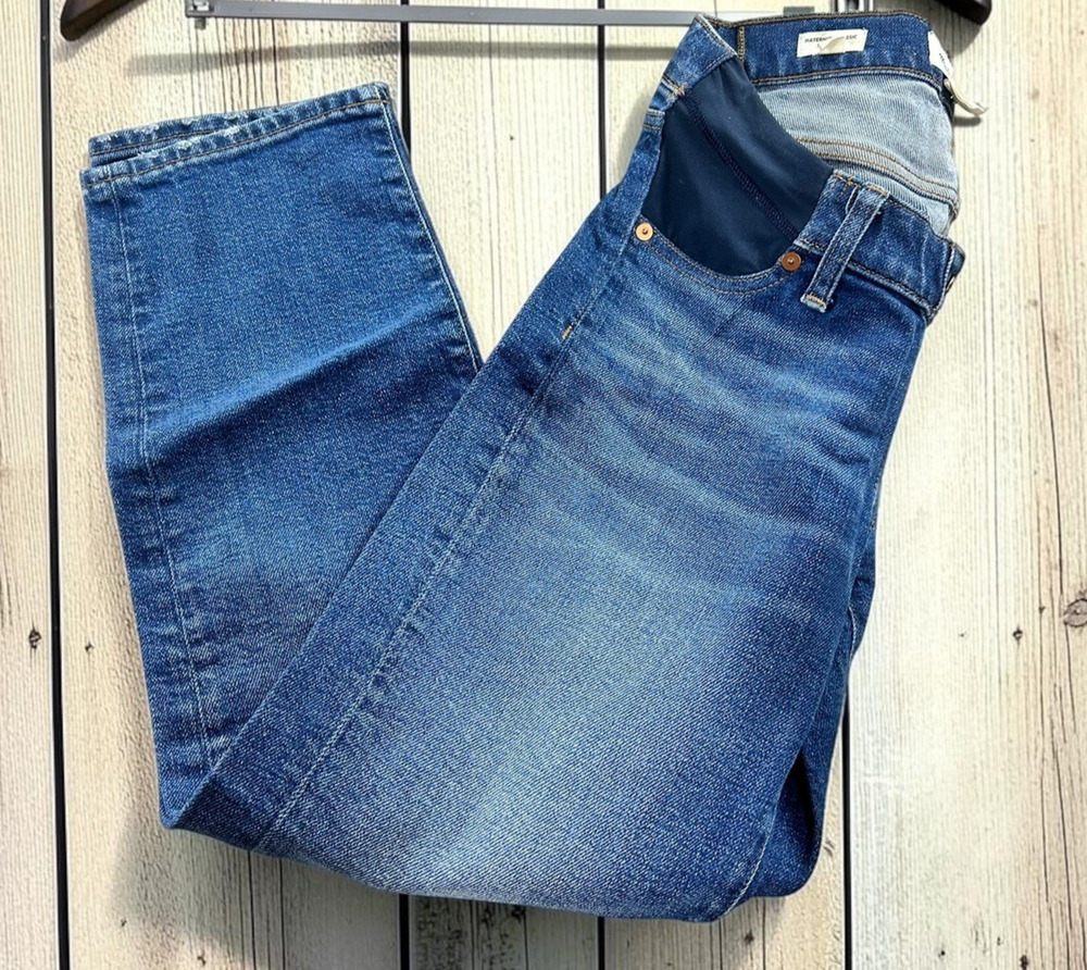 Madewell Maternity Classic Straight Jeans Sz 24 Stretch Panels Stretch Blue Wash